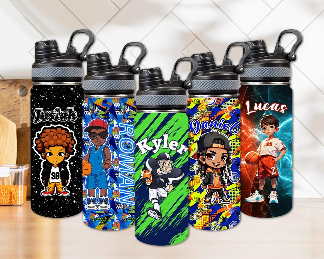 Personalized Boys Stainless Steel Water Bottle: Custom Name Sports ...