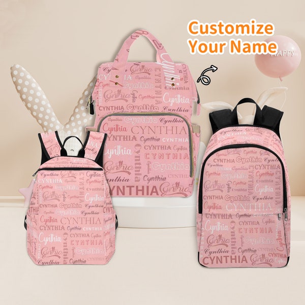 Custom Backpacks Set,Custom Name on Backpack,Toddler Backpack with Name,Monogram Backpack,Personalized Backpack for Kids Men Women Adult