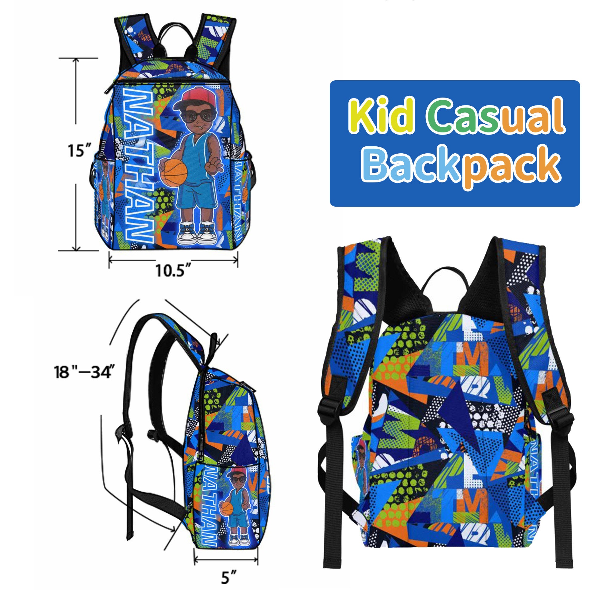Custom Name Backpack for Boy,Personalized Afro Boy School Bag,Backpack Bag for Boys,Kid Name School Bag,Boy Backpack Set,Boy's Birthday Gift