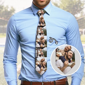 Custom Photo Ties  for Dad/Him,Party Necktie,Men's Ties,Father's Day Tie, 1-10 Photos on Tie,Personalized Daddy Necktie, Men's Necktie Gift