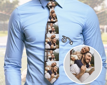 Custom Photo Ties  for Dad/Him,Party Necktie,Men's Ties,Father's Day Tie, 1-10 Photos on Tie,Personalized Daddy Necktie, Men's Necktie Gift