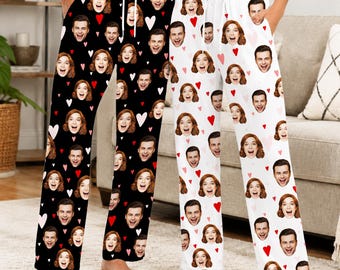 Personalized Pajamas Pants for Men&Women, Custom Couple Faces Sleepwear,Anniversary/Birthday/Christmas Gifts