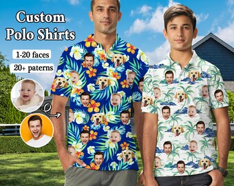 Custom Face Hawaiian Polo Shirt: Family Vacation Golf Shirt
