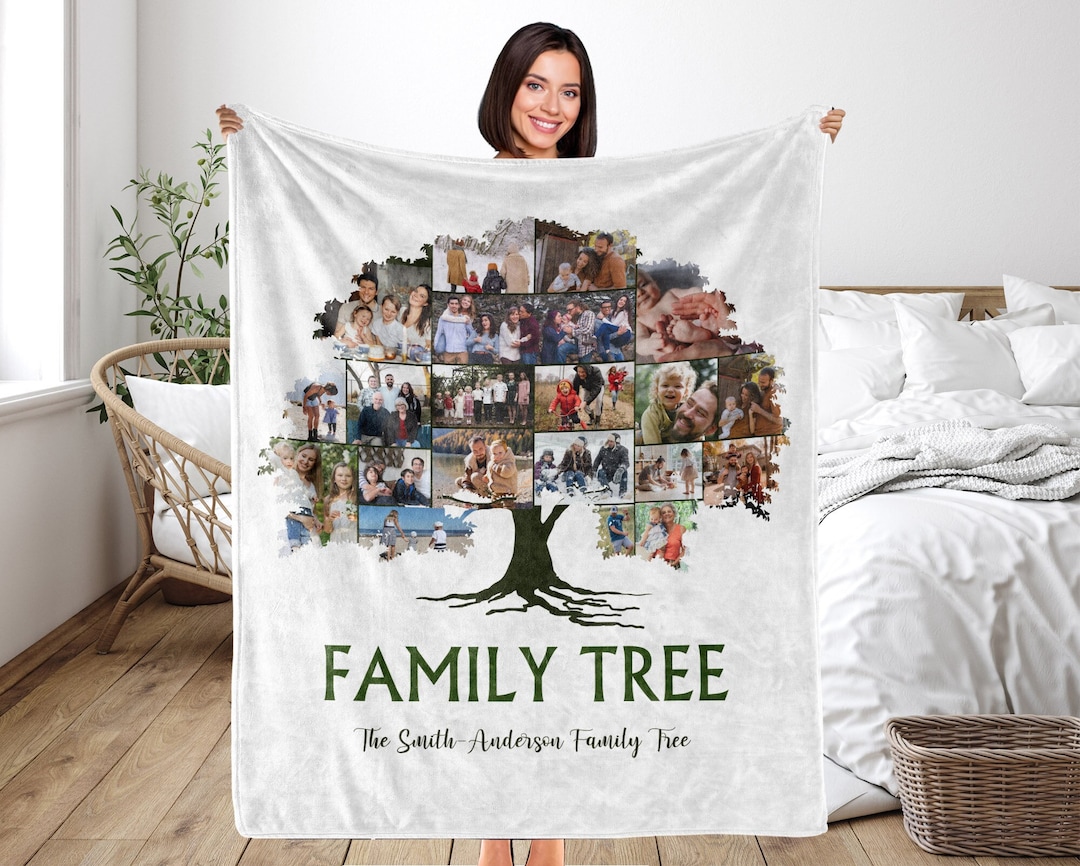 Family Picture Blanket,family Tree Blanket, Custom Photo Collage Blanket,photo Blanket