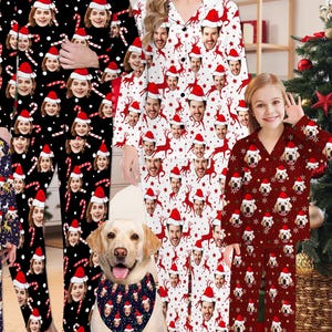 Custom Face Christmas Pajama Set: Personalized Family Matching Pajamas,Photo PJS with Santa,Christmas Gifts