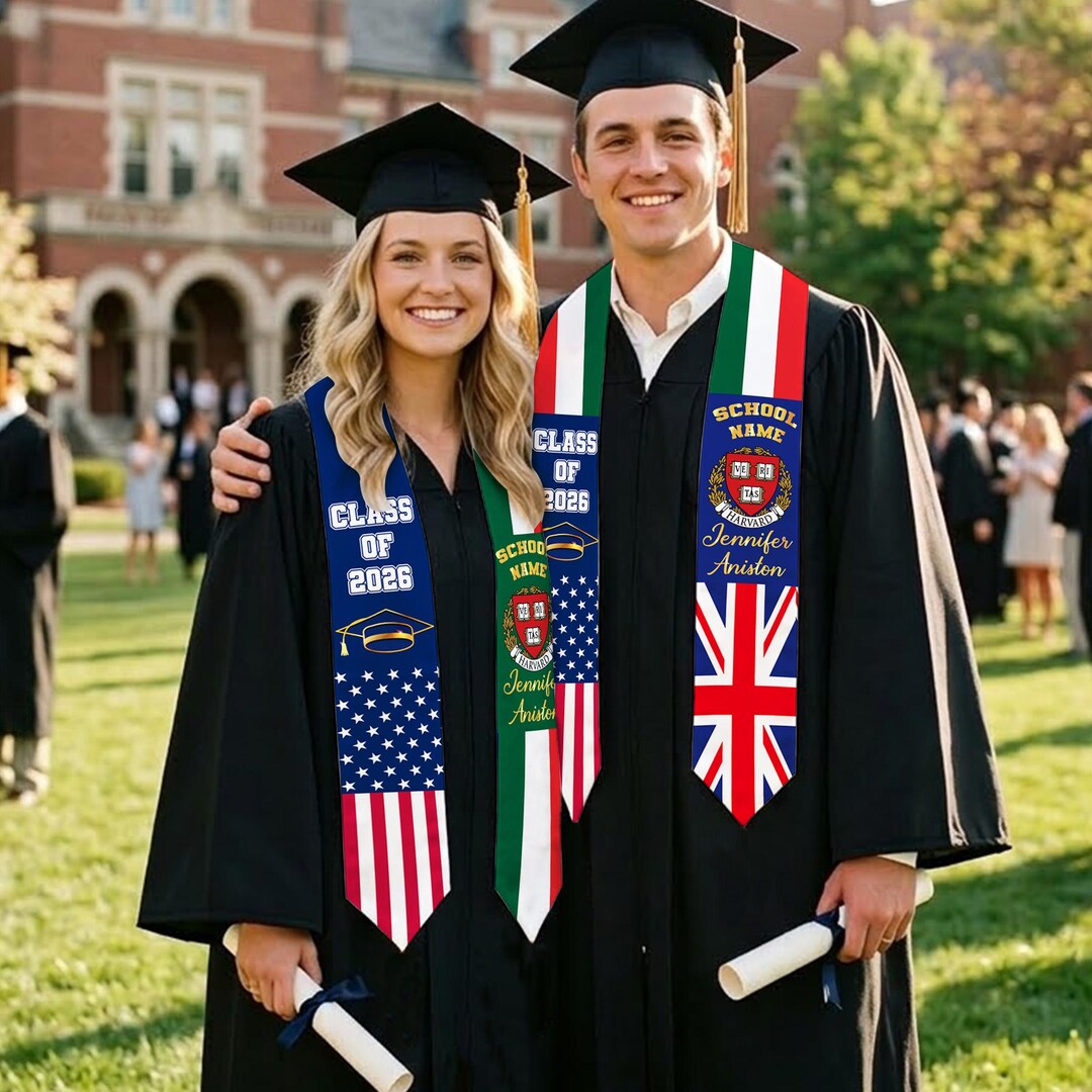 限定値下げ　TOGA Acetate satin dress jacket Yemen Usa Flag Graduation Stole 2026 Yemen & USA Flag Graduation