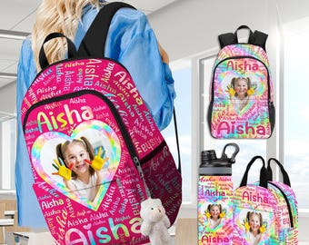 Personalized Kids Backpack and Lunch Bag Set: Custom Name School Bookbag