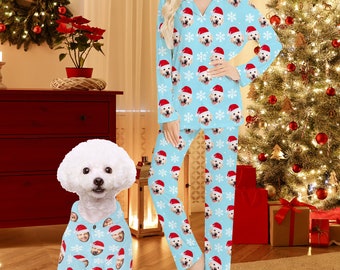 Dog and Owner Christmas Pajamas,Custom Christmas Pajamas,Custom Pajamas Set,Custom Pajamas with Dog,Custom Dog Clothing,Dog Picture Bandana