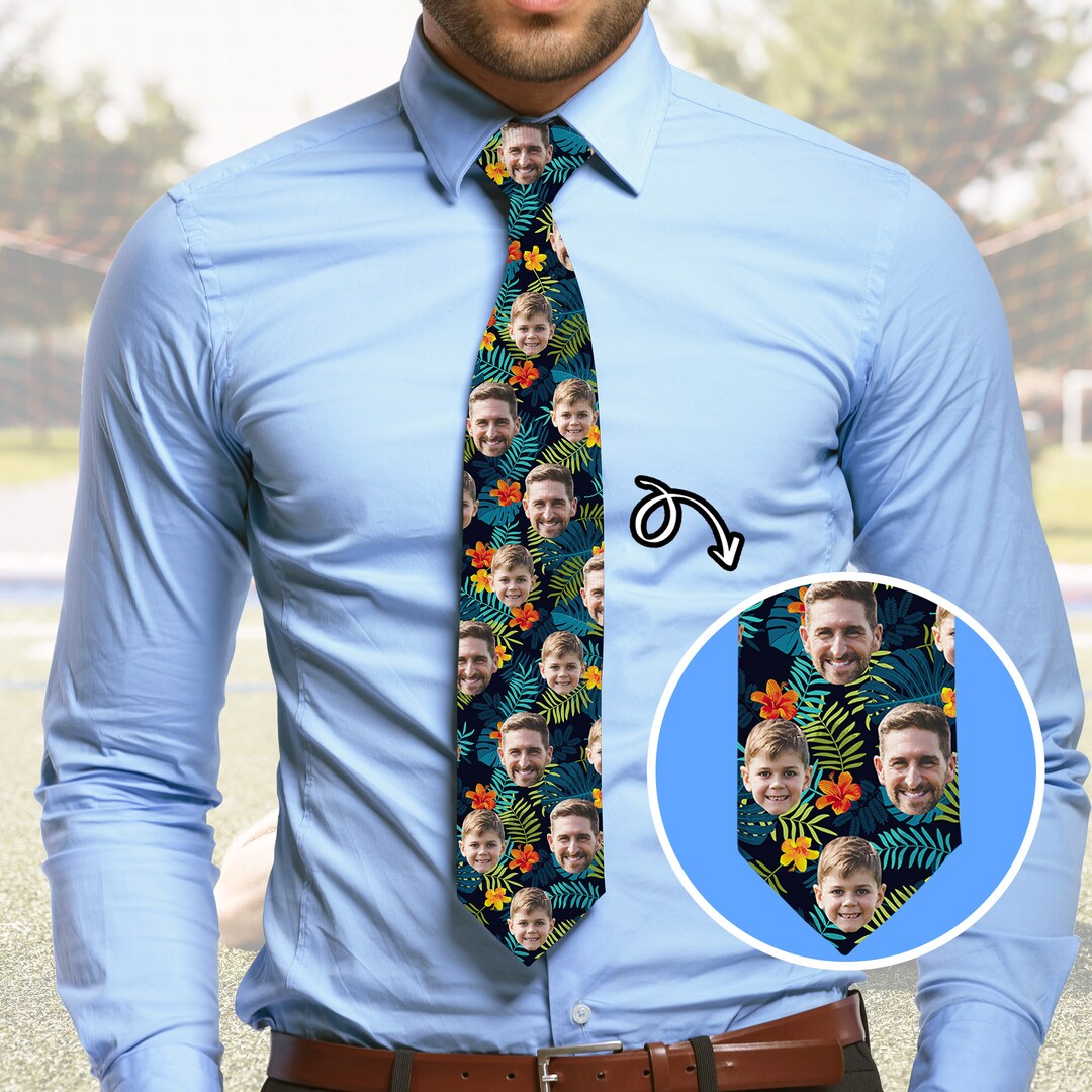 Funny Necktie For Dad Kids Pictures Tie Gag Gift For Father Fun Gift For Dad Christmas Tie Fathers Day Tie Personalized Tie Custom Dad Gift