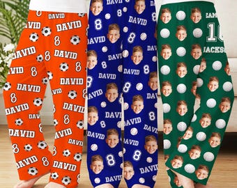 Personalized Name Number Sports Pajama Pants,Custom PJS for Baseball lover, Gift for Sport Fan