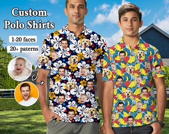 Personalized Face Polo Shirt: Custom Photo Hawaiian Golf Shirt