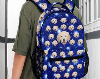 Custom Pet Face Backpack: Personalized Photo School Bag,Pet Lover Gift