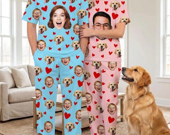 Custom Pajamas Set with Photo,Personalized Family, Pet, Couple Matching PJs, Christmas , Anniversary, Birthday Gift