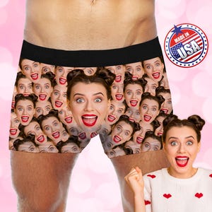All-print Face Boxers,Boxers with Pictures,Custom Matching Underwear,Couple Faces Underwear,Custom Boxer Socks,Anniversary/Christmas Gift