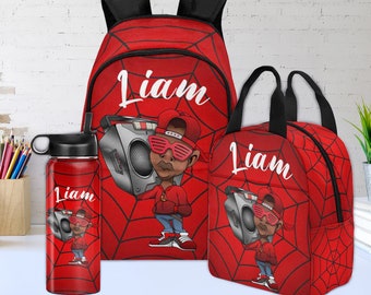 Personalized Red School Backpacks,Kids School Backpacks,Custom Boy Backpacks,Boy Backpack Set,Custom lunc hbox,Back to School Gifts for Boys