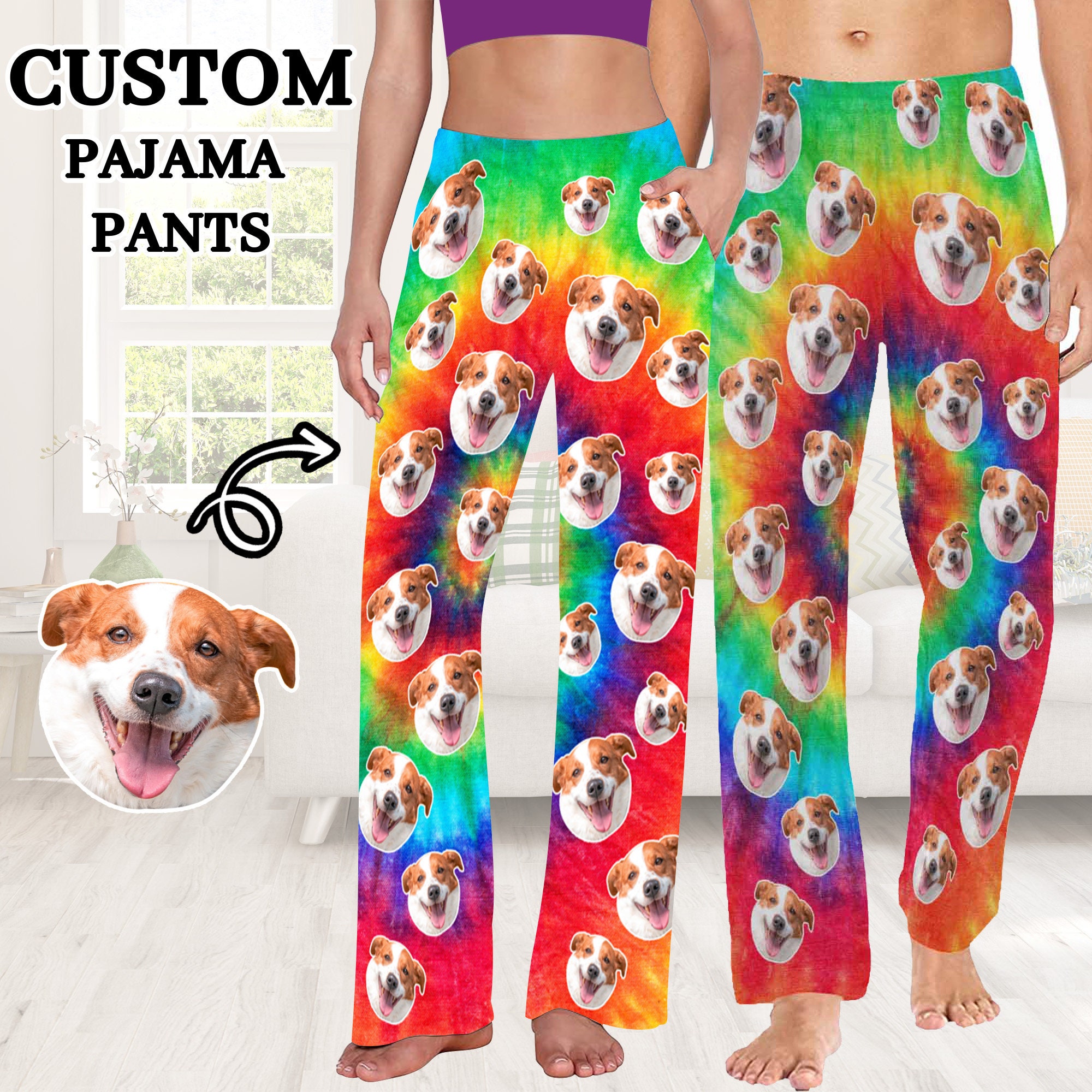 Customized Face Pants custom Tie Dye Pants custom Mens Pajamas