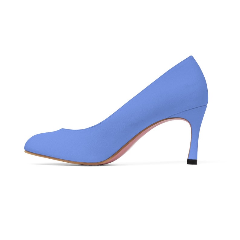 cornflower blue block heels