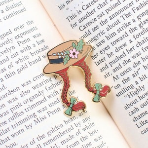 Anne of Green Green Gables Braids and Straw Hat Hard Enamel Pin | Cottagecore