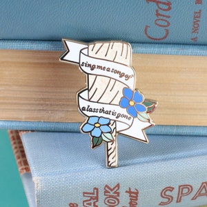 Outlandish Enamel Pin: Bookish Druid Torch with Forget-Me-Nots