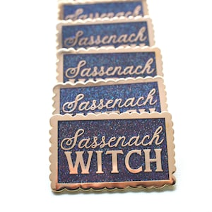 Sassenach Witch Black Glitter Hard Enamel Gold Pin