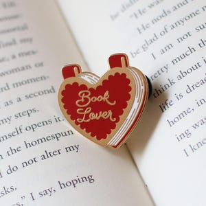 Book Lover Heart Hard Enamel Pin | Gift for Readers