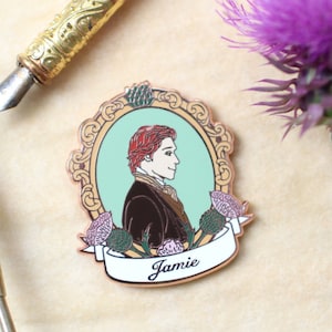 Outlander Jamie Fraser Enamel Pin: Rose Gold Thistle Design