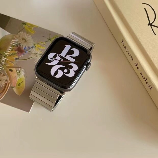 Elastic Silver Apple Watch Strap Iwatch Band 41mm 45mm 38mm | Etsy Canada