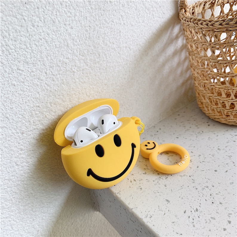 Airpods 12 case Keychain Funny AirPods cover Smiley Man AirPods pro Case AirPods Case Cute Apple Airpods pro Case Soft AirPod pro case