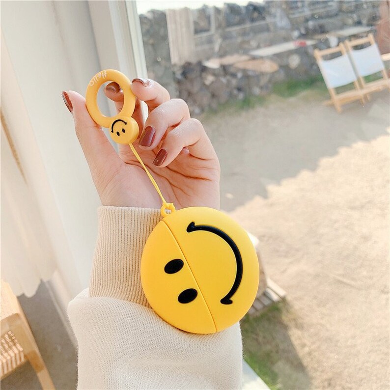 Airpods 12 case Keychain Funny AirPods cover Smiley Man AirPods pro Case AirPods Case Cute Apple Airpods pro Case Soft AirPod pro case
