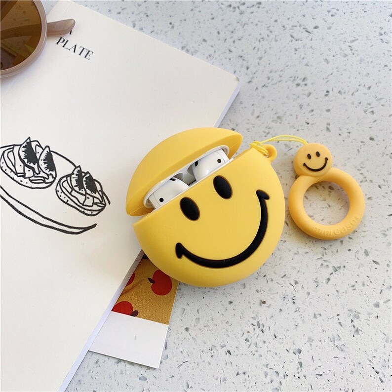 Airpods 12 case Keychain Funny AirPods cover Smiley Man AirPods pro Case AirPods Case Cute Apple Airpods pro Case Soft AirPod pro case
