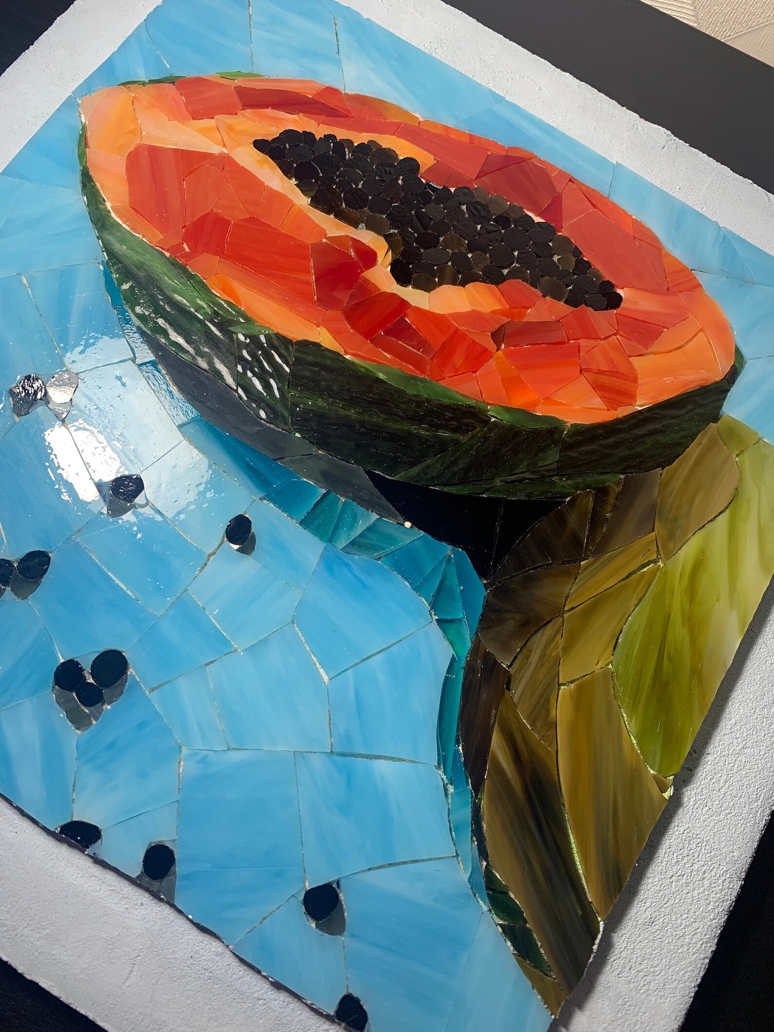 Papaya wall art Wall Hanging kitchen mosaic Fruit glass Etsy