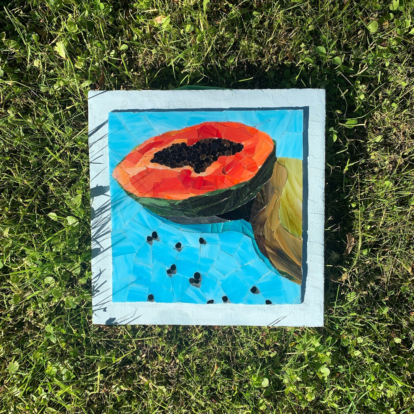 Papaya wall art Wall Hanging kitchen mosaic Fruit glass Etsy