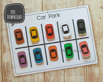 PDF: Car Park Color Matching Busy Page, Transportation Worksheet, Color Matching Busy Book