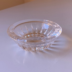 Signed Val Saint Lambert Crystal Ashtray – Vintage Belgian Cut Glass Dish – Mid Century Barware