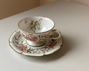 Hutschenreuther Selb Weimar Bavaria Germany Demitasse Cup and Saucer Signed A. Holl.