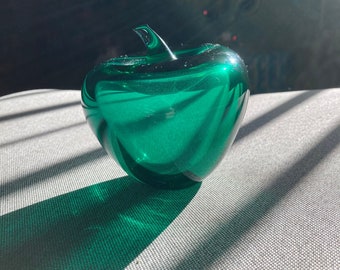 Blown Glass Green Apple Paperweight
