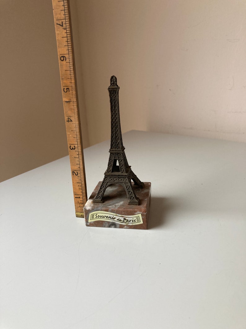 1930s Eiffel Tower French Souvenir Model on Marble Base Souvenir de Paris image 4