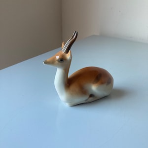 Vintage Lomonosov USSR Porcelain Gazelle Figurine – Mid-Century Russian Animal Collectible