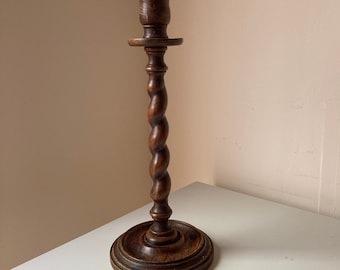 Antique Arts and Crafts Oak &quot;Barley Twist&quot; Candlestick