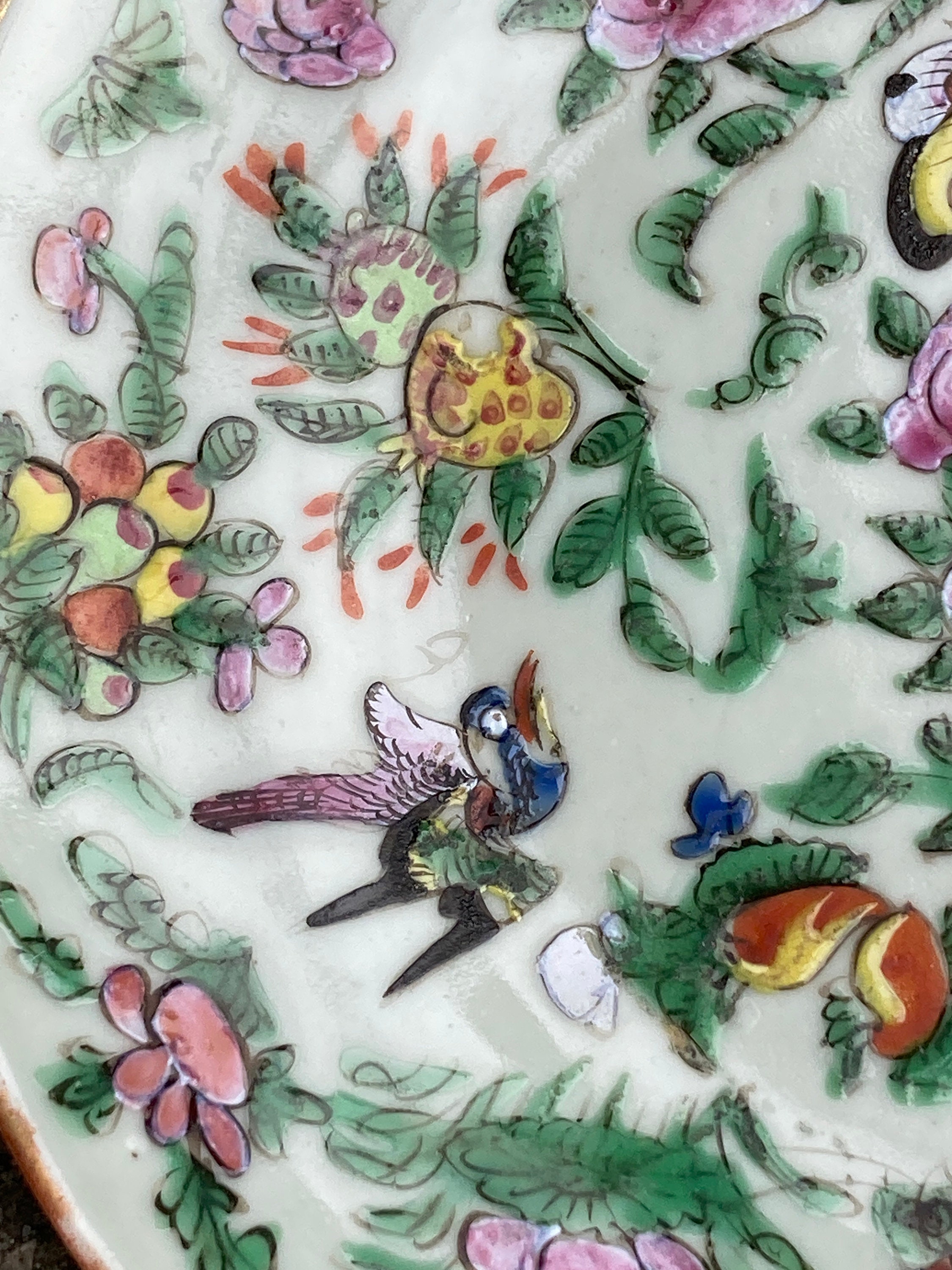 19世紀光緒期中国輸出用磁器青磁鳥蝶図皿 - Etsy 日本