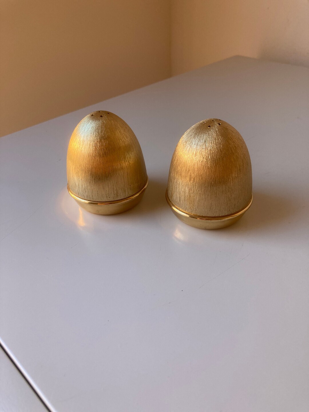 Vintage Napier Gold Tone Egg Shaped Salt and Pepper Shakers Etsy