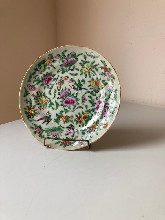 7番　中国　清代　古代刺繍　鳥図一対　円形　中国骨董 中国 刺繍画 両面 鳥 花 アンティーク - メルカリ