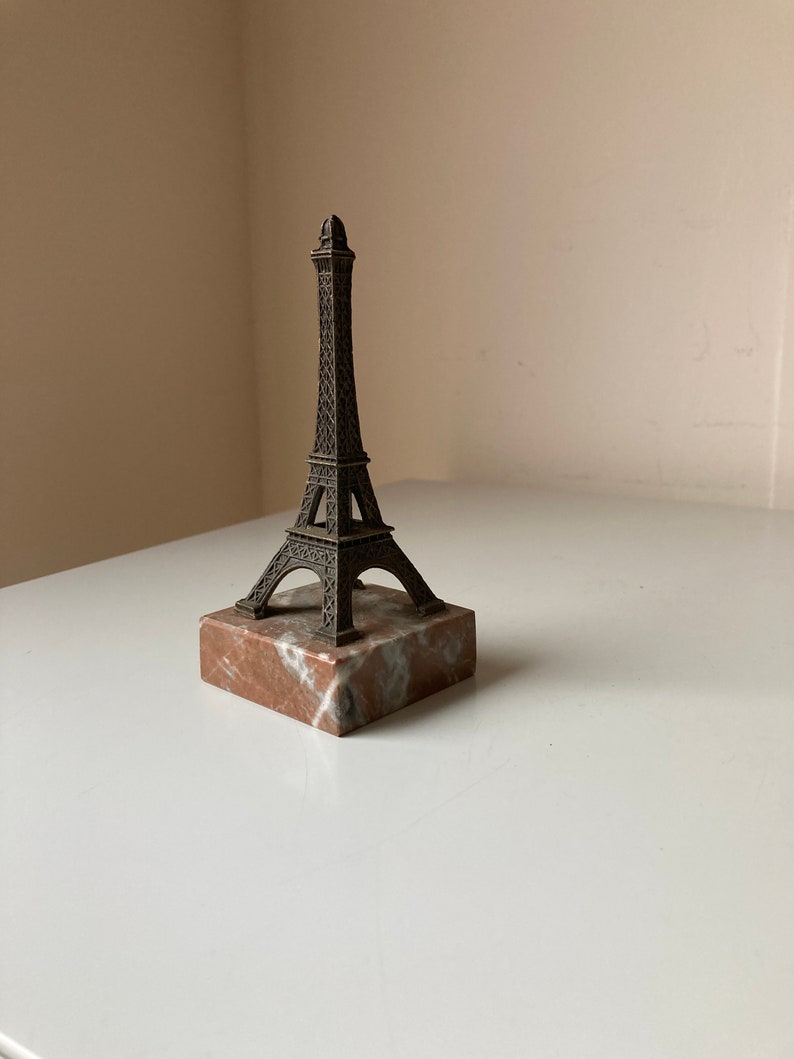 1930s Eiffel Tower French Souvenir Model on Marble Base Souvenir de Paris image 2