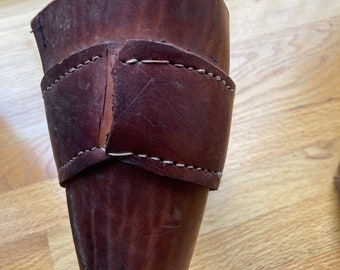 Tapaderos Vintage En Cuir Avec Capuche Et Conchos - Pour étriers D'équitation Western - Occasion Bon état