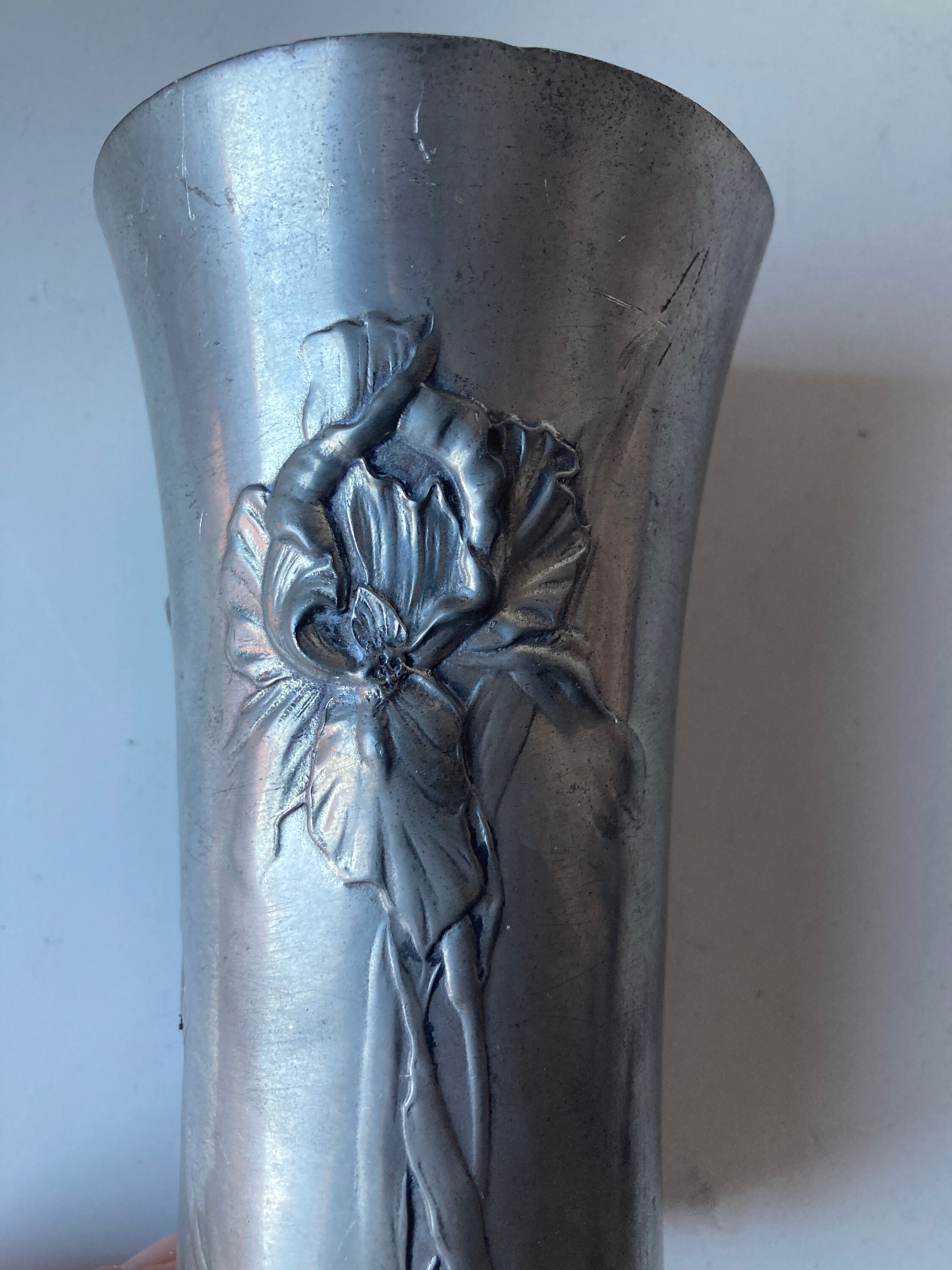 置物 levain Kayserzinn Art Nuveau Pewter Vase - Early Number 4067 Dates