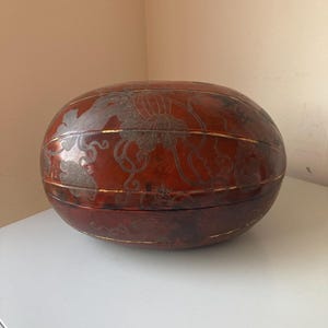 Japanese Lacquer Melon Shaped Box and Cover