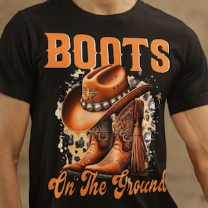 Boots On The Ground Western Cowboy Cowgirl PNG Sublimation Design Country Line Dance Digital Download for Farm Rodeo Shirt Printable