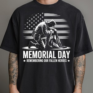 Memorial Day PNG Remembering Our Fallen Heroes Patriotic Soldier with Flag Design Digital Download Sublimation Clipart USA Tribute Artwork