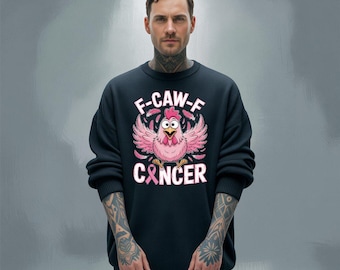 Fichier de sublimation de poulet de sensibilisation au cancer du sein F Caw F Cancer PNG en téléchargement numérique Art drôle de survivante