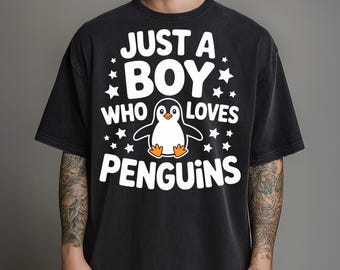 Solo un ragazzo che ama i pinguini PNG Carino pinguino amante design a sublimazione animale divertente download digitale grafica clipart per ragazzi regalo per bambini
